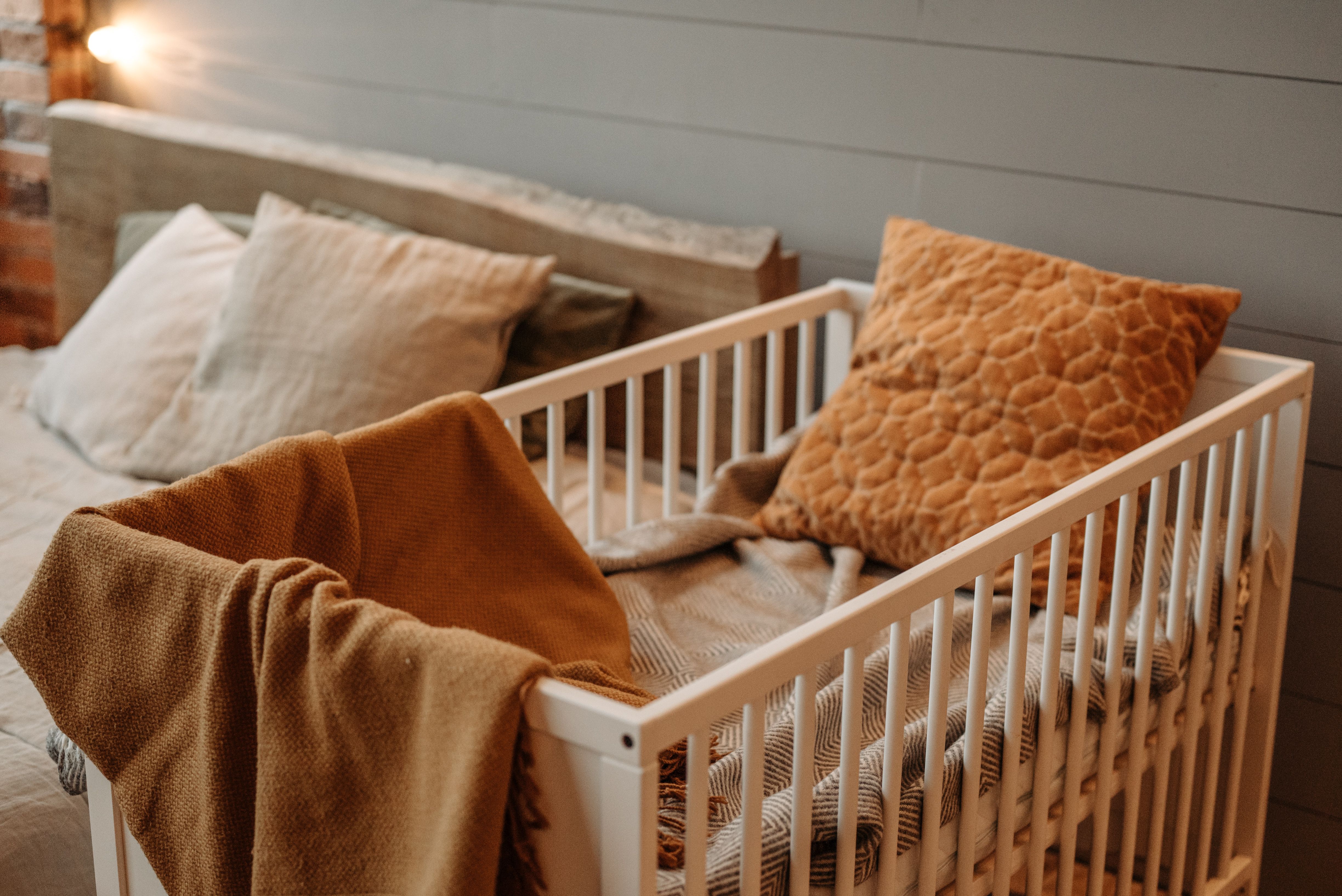 Solid wood baby crib